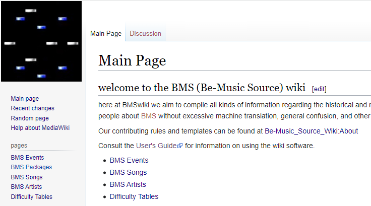 screenshot of bmswiki.org